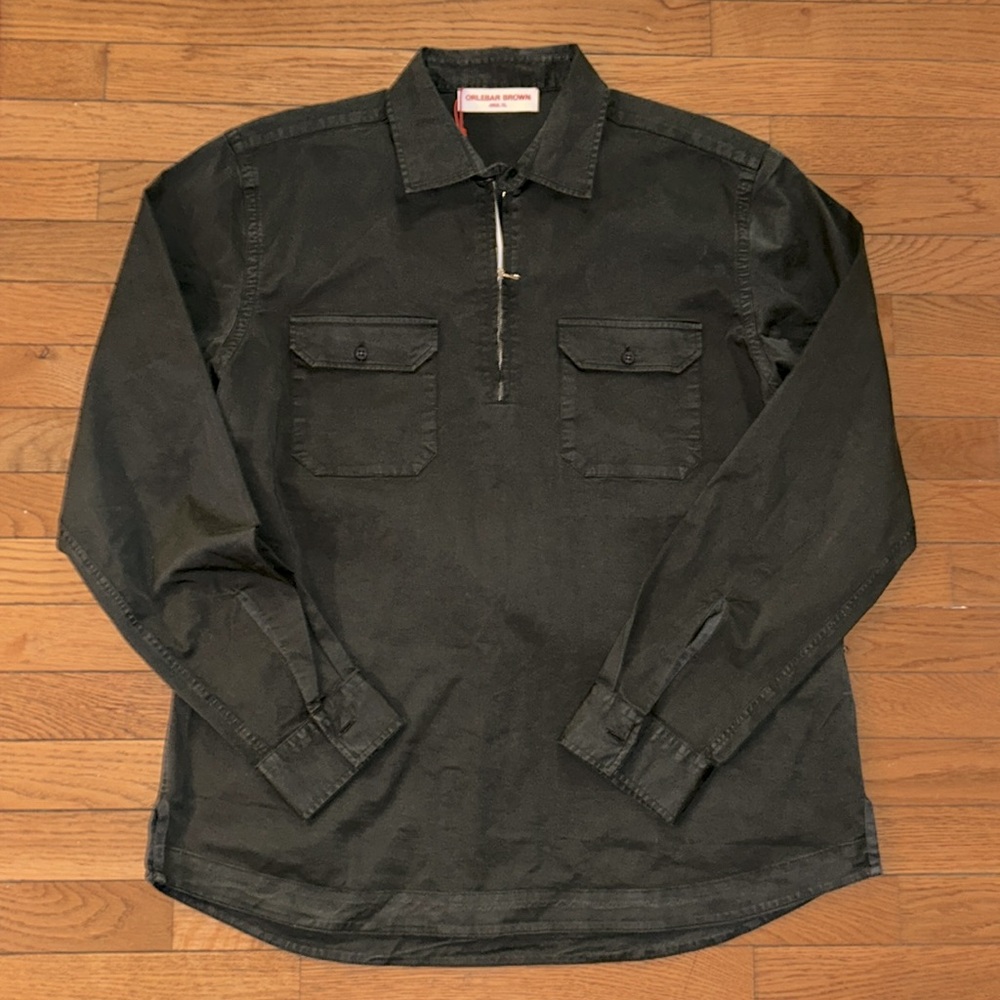Orlebar Brown Sz XL NWTs Cotton pop over half zip Dark Umber Jacket